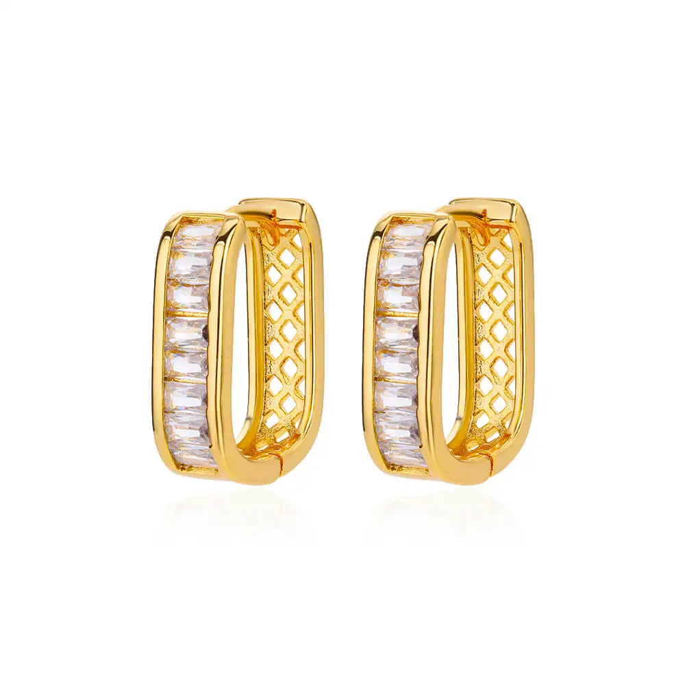 Shiny Zircon Circle Square Hoop Earrings for Women Gold Color Stainless Steel Earrings Luxury Christmas Jewelry Wedding aretes Shiny Zircon Circle Square Hoop Earrings for Women Gold Color Stainless Steel Earrings Luxury Christmas Jewelry Wedding aretes