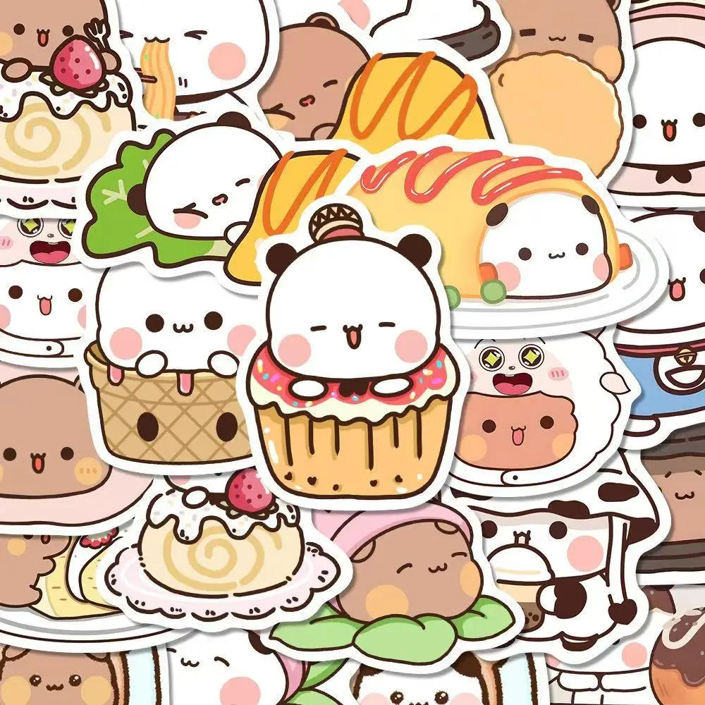 50pcs/Set Bubu And Dudu Panda Bear Sticker Food Serise Waterproof Cartoon Bear and Panda Sticker Toys 50pcs/Set Bubu And Dudu Panda Bear Sticker Food Serise Waterproof Cartoon Bear and Panda Sticker Toys