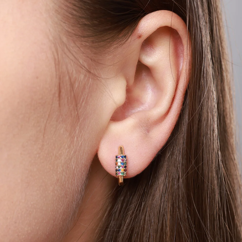 Colored Zircon Earrings For Women Stainless Steel Earrings 2024 Trend New Couple Luxury Brand Jewelry Freeshipping pendientes Colored Zircon Earrings For Women Stainless Steel Earrings 2024 Trend New Couple Luxury Brand Jewelry Freeshipping pendientes
