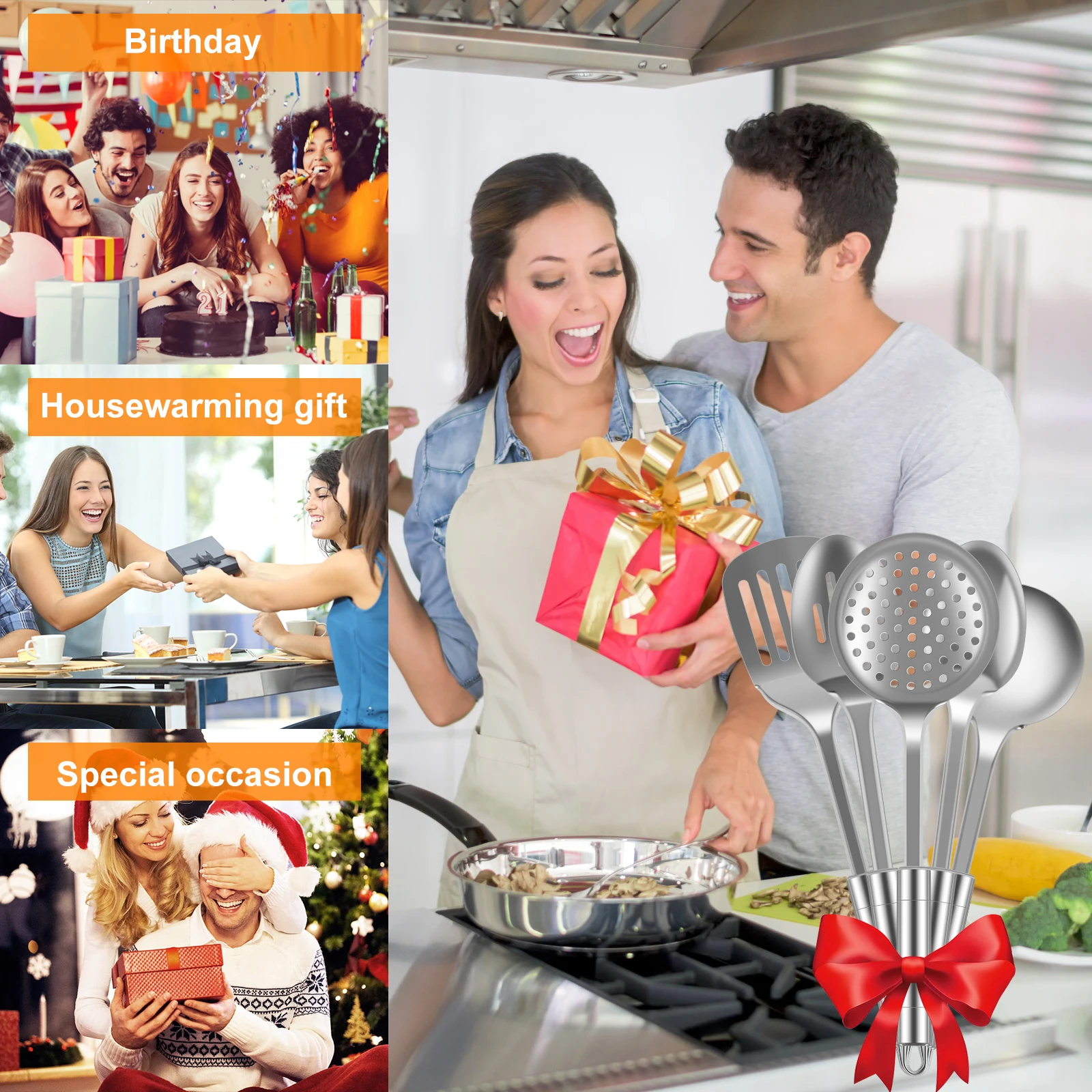 5Pcs Kitchen Cooking Utensils Set Stainless Steel Shovel Soup Spoon Spatula Utensils Dinnerware Cooking Tools Kitchen Gadgets 5Pcs Kitchen Cooking Utensils Set Stainless Steel Shovel Soup Spoon Spatula Utensils Dinnerware Cooking Tools Kitchen Gadgets