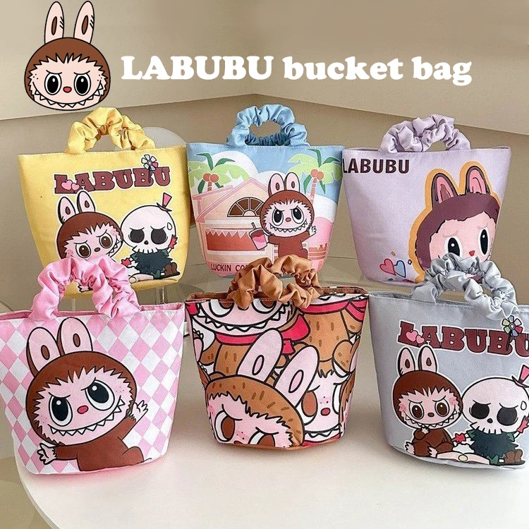New Labubu Fashion Bucket Bag Multi-Style Girls Shoulder Bag Large Capacity Creative Handbag Cotton Filling Cute Holiday Gifts