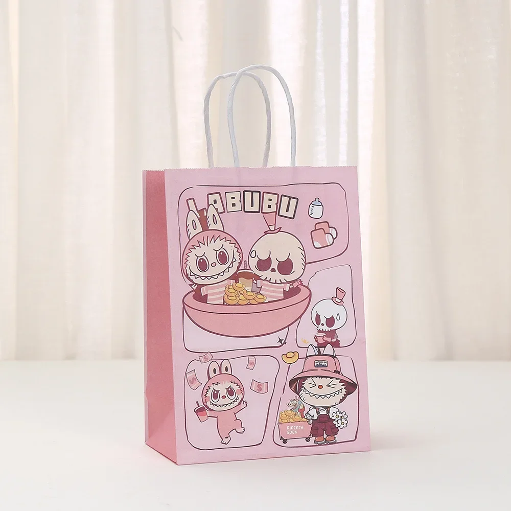 Cartoon Labubu Gift Bag Candy Snacks Birthday Gift Bag 10 Pack Gift Baking Shopping Portable Paper Bag
