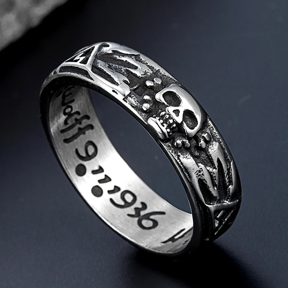 Vintage Gothic Skull Rings for Men Boy Stainless Steel Punk Skeleton Finger Ring Hip Hop Style Unique Jewelry Gifts Wholesale