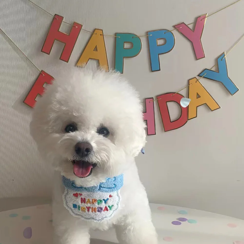 Pet Birthday Scarf Happy Birthday Hat Embroidered Bib Pet Dog Costume Accessory for Party Pet Holiday Birthday Decoration Gifts Pet Birthday Scarf Happy Birthday Hat Embroidered Bib Pet Dog Costume Accessory for Party Pet Holiday Birthday Decoration Gifts