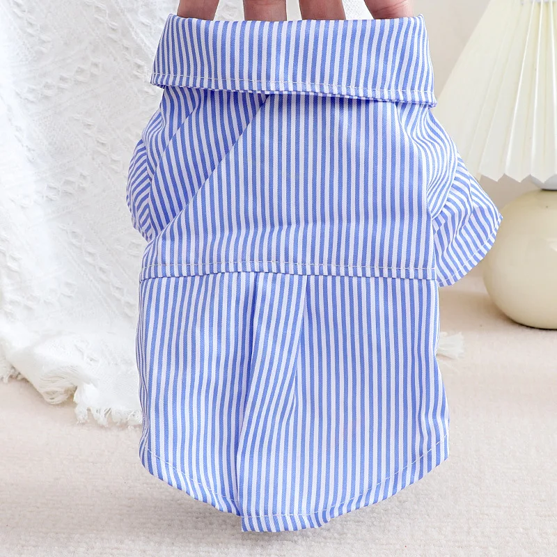 Pet Dog Clothes Bowknot Striped Shirts Thin Summer Blue Fashion Chihuahua Stripe Shirt for Small Dogs Clothing Wholesale Pet Dog Clothes Bowknot Striped Shirts Thin Summer Blue Fashion Chihuahua Stripe Shirt for Small Dogs Clothing Wholesale