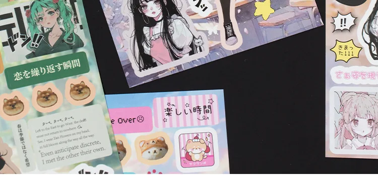 MINKYS 45 sheets/piece Retro Decorative Stickers Laptop Kpop Toploader Photocard Sticker Book Kids Gift School Stationery