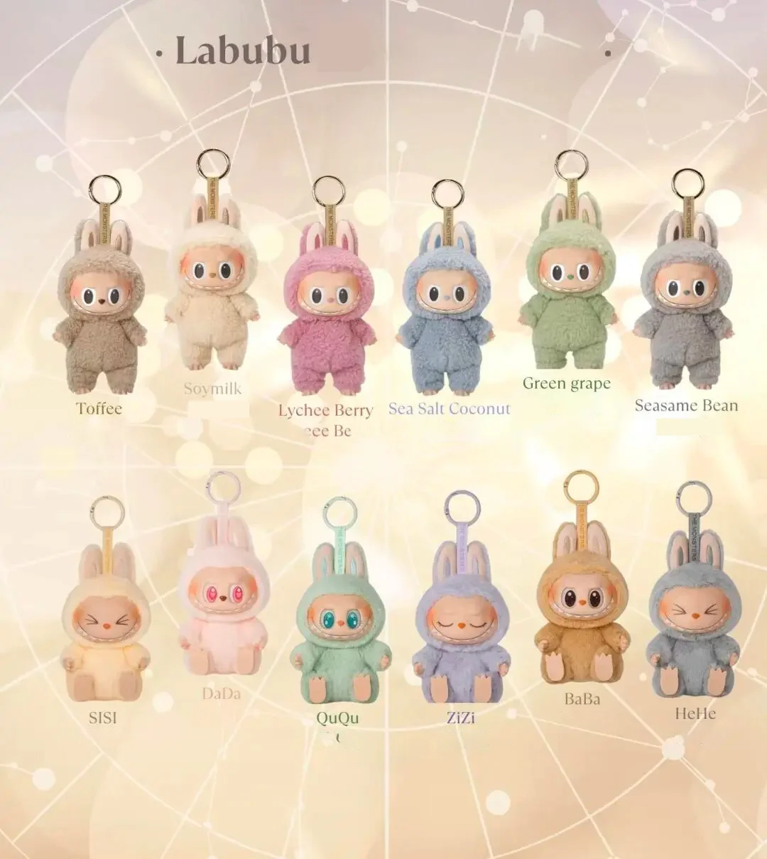 Labubu The Monsters Sit-Down Party First and Second Generation Series Vinyl Keychain Pendant Plush Dolls Replica Birthday Gift