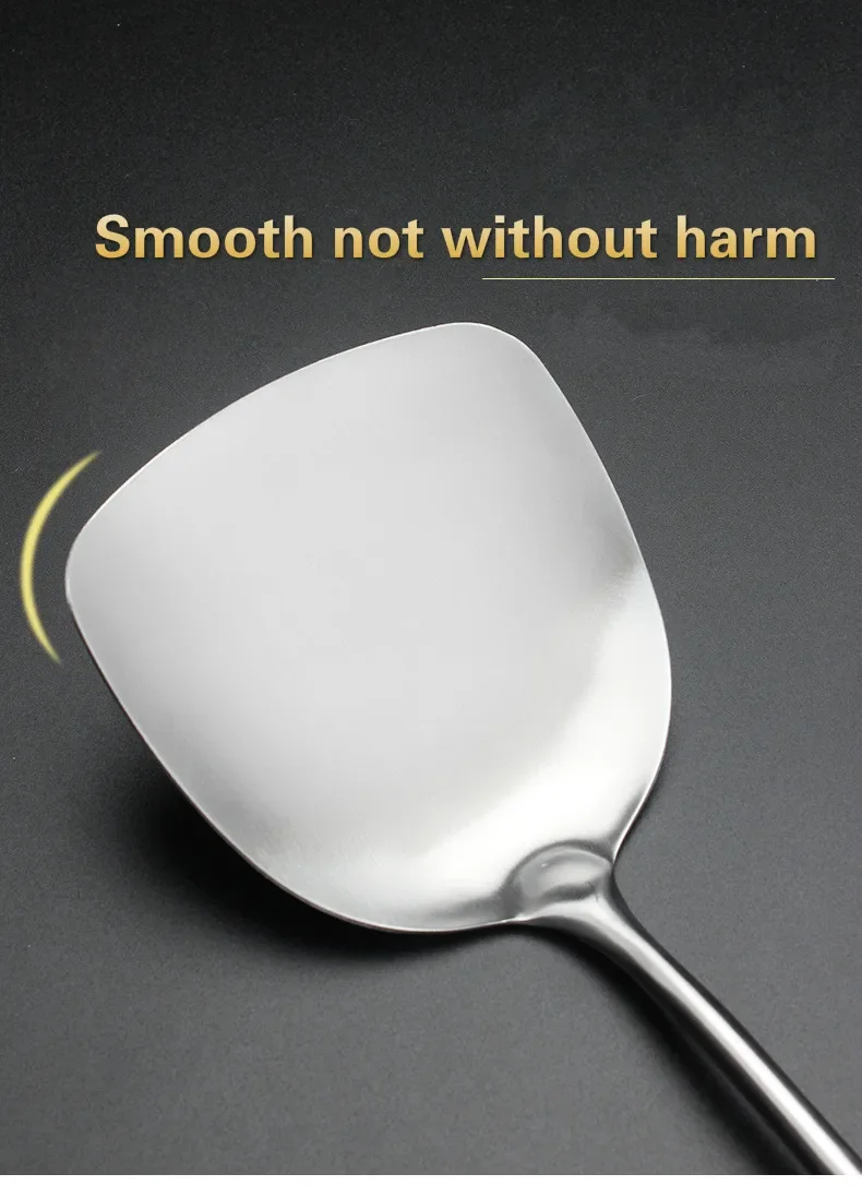 304 Stainless Steel Spatula Spoon With Wooden Handle Lengthened Cooking Spoon Anti-Scalding Cooking Shovel Kitchenware 304 Stainless Steel Spatula Spoon With Wooden Handle Lengthened Cooking Spoon Anti-Scalding Cooking Shovel Kitchenware