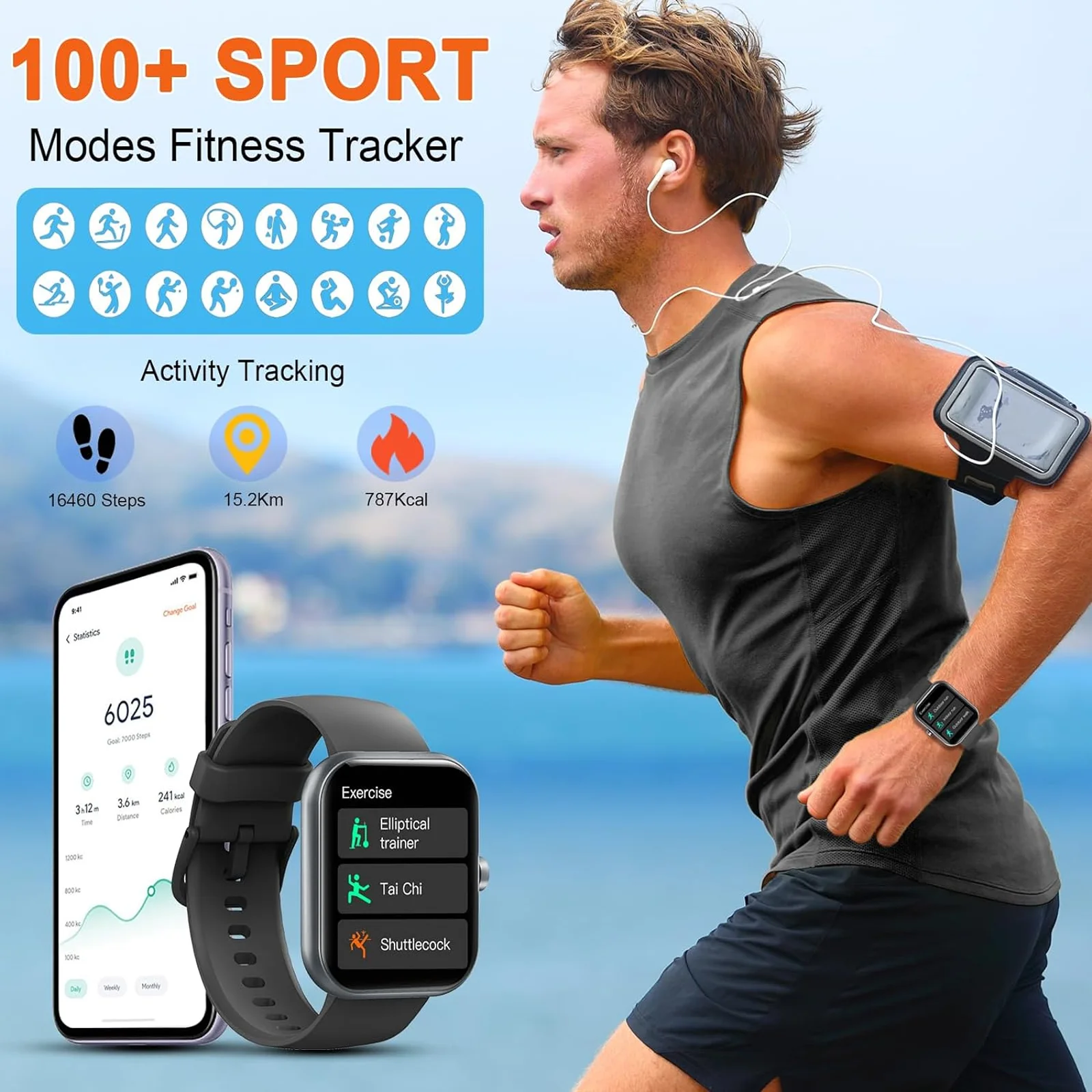 Smart Watch(Answer/Make Calls), 1.96" Smartwatches, Fitness Tracker, Sleep Monitor, Pedometer, 100+ Sport Modes, IP68 Waterproof Smart Watch(Answer/Make Calls), 1.96" Smartwatches, Fitness Tracker, Sleep Monitor, Pedometer, 100+ Sport Modes, IP68 Waterproof