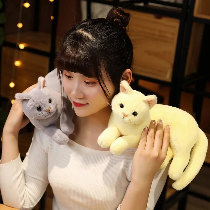 1pc 4 Colors INS Like Real Prone Cat Plush Doll Stuffed Pure Colors Grey White Yellow Kitten Toy Pets Animal Kids Gift 1pc 4 Colors INS Like Real Prone Cat Plush Doll Stuffed Pure Colors Grey White Yellow Kitten Toy Pets Animal Kids Gift