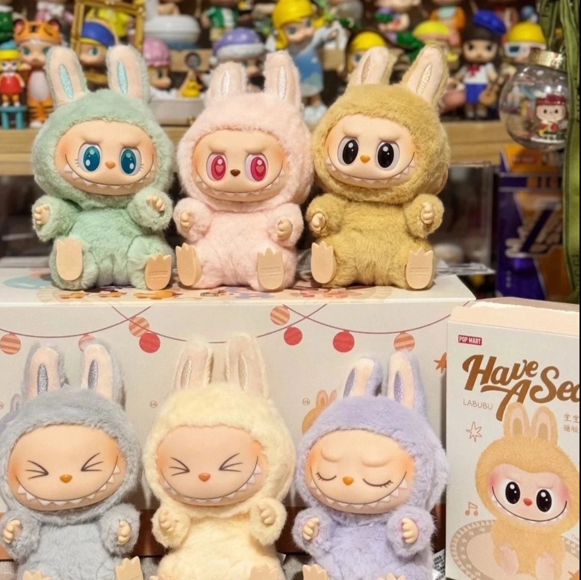 Authentic High Quality Monster Labubu Blind Box Series PVC Labubu Macaron Pendant Doll Monster Keychain Birthday Christmas Gift