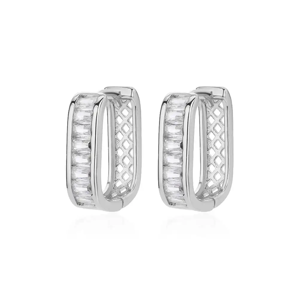 Shiny Zircon Circle Square Hoop Earrings for Women Gold Color Stainless Steel Earrings Luxury Christmas Jewelry Wedding aretes Shiny Zircon Circle Square Hoop Earrings for Women Gold Color Stainless Steel Earrings Luxury Christmas Jewelry Wedding aretes