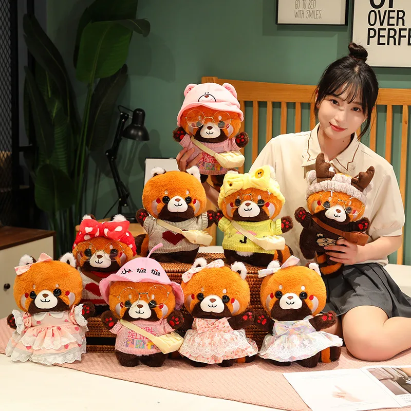 30cm cute raccoon into red brown red panda cosplay dress up plush toy Plush animal Soft pillow birthday gift for children 30cm cute raccoon into red brown red panda cosplay dress up plush toy Plush animal Soft pillow birthday gift for children