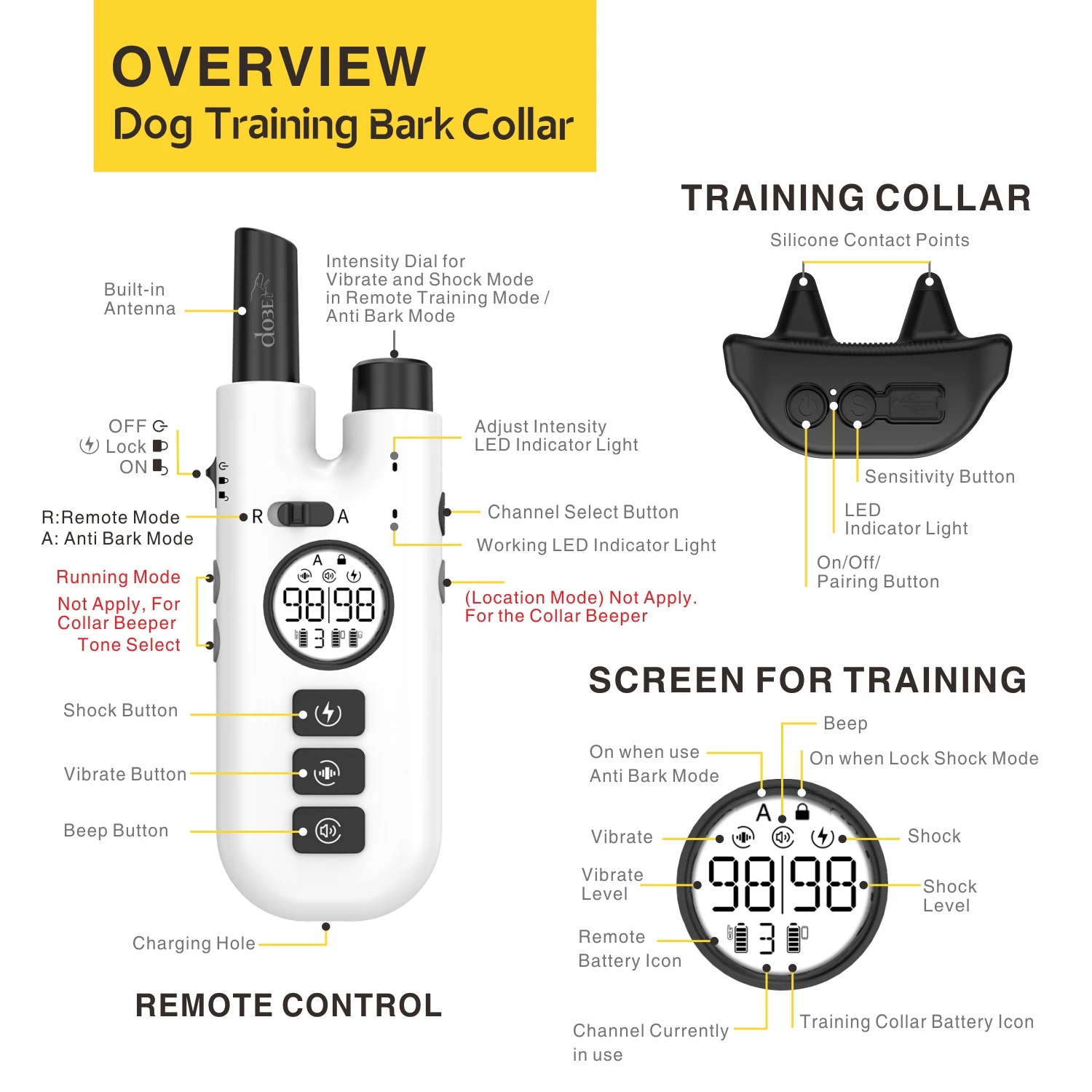 Dog Training Bark Collar 2 in 1 No Bark Control Collar 800M Rechargeable Dog Electric Collar Remote Waterproof Dog Pet Product Dog Training Bark Collar 2 in 1 No Bark Control Collar 800M Rechargeable Dog Electric Collar Remote Waterproof Dog Pet Product