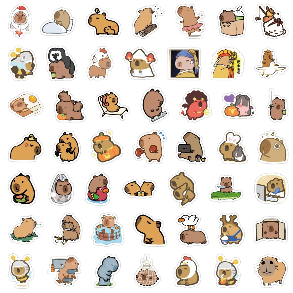 10/30/50/100pcs Cute Cartoon Animal Capybara Stickers Decals for Laptop Fridge Notebook Diary Funny Decoration Sticker Kids Toys 10/30/50/100pcs Cute Cartoon Animal Capybara Stickers Decals for Laptop Fridge Notebook Diary Funny Decoration Sticker Kids Toys