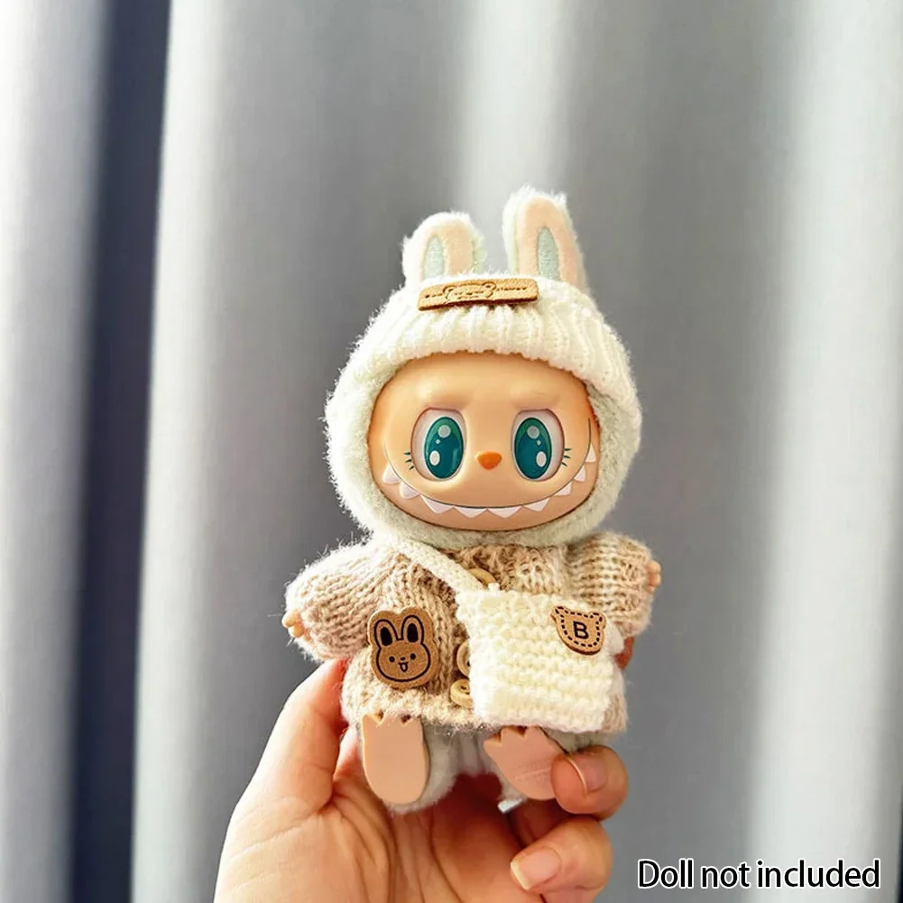For 15-17 cm v1v2 Labubu Clothes outfit Labubu Sitting Party Bear Label Scarf Hat Bag Dolls Accessories Cute Decoration