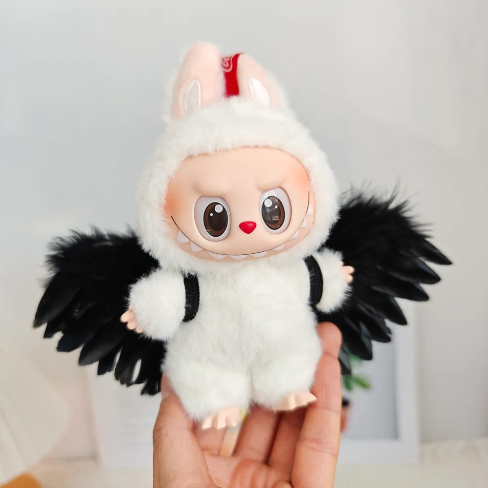Doll Clothes Outfit Accessories for 15-17cm Labubu Black White Angel Feather Wings DIY Mini Dolls Clothing Girl Gift