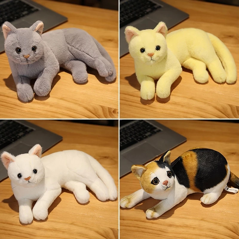 1pc 4 Colors INS Like Real Prone Cat Plush Doll Stuffed Pure Colors Grey White Yellow Kitten Toy Pets Animal Kids Gift 1pc 4 Colors INS Like Real Prone Cat Plush Doll Stuffed Pure Colors Grey White Yellow Kitten Toy Pets Animal Kids Gift