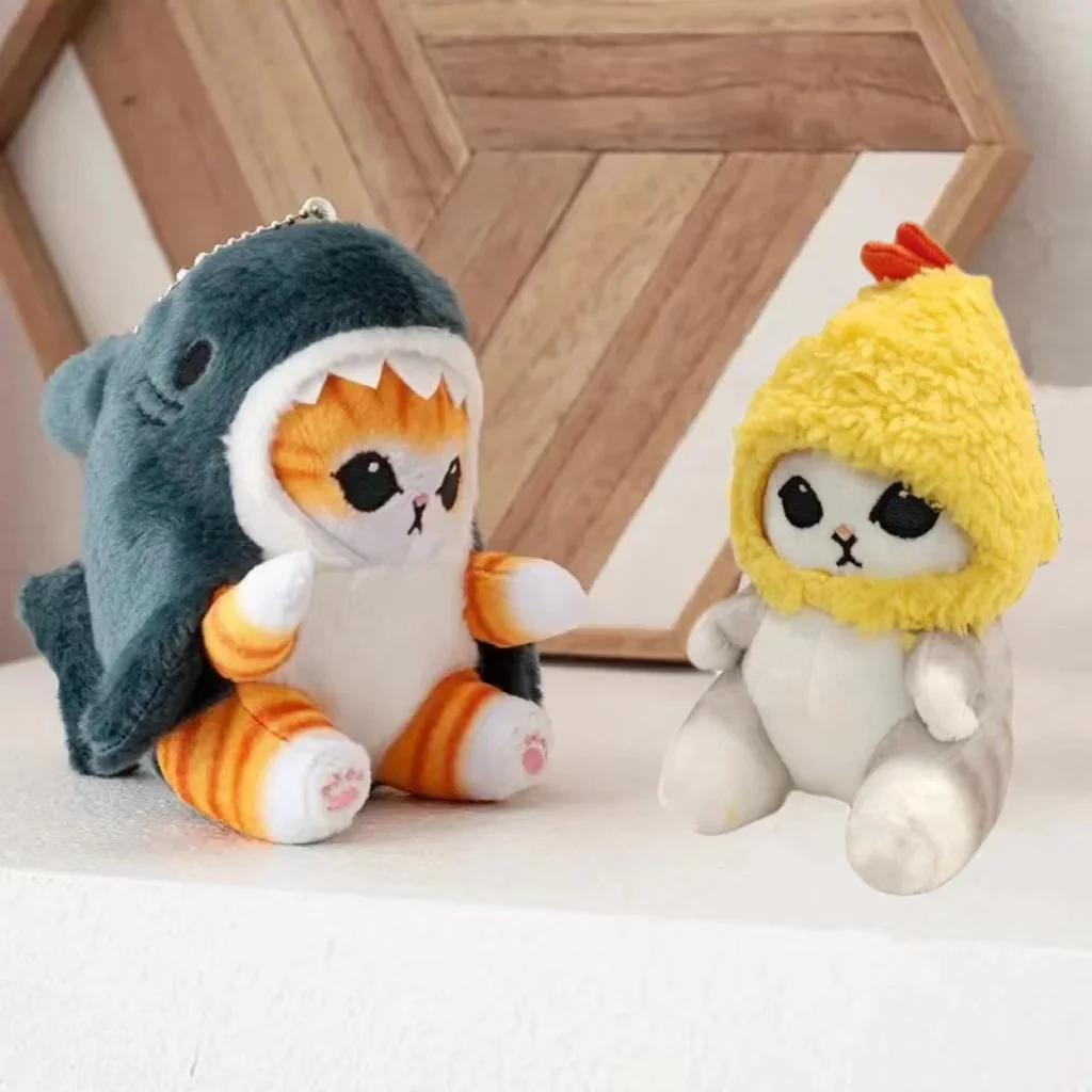 Hot Cute Shark Cat Fried Shrimp Cat Plush Doll Pendant Doll Beautiful Room Car Bag Decoration Pendant Opening Holiday Gift 12cm