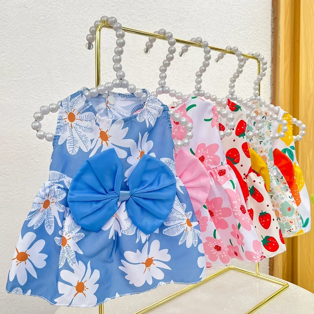 Cute Dog Dress Girl Dog Sleeveless Clothes Flower Printed Pet Apparel Doggies Bowknot Tulle Skirt Cat Clothing Small Puppy Dress Cute Dog Dress Girl Dog Sleeveless Clothes Flower Printed Pet Apparel Doggies Bowknot Tulle Skirt Cat Clothing Small Puppy Dress