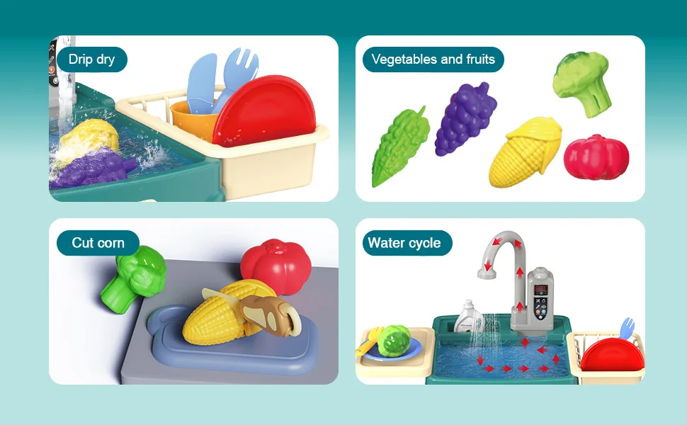 Kids Kitchen Play Sink Toy Set, Play Sink with Running Water, Kitchen Play Sink Toy Role Play Kitchen Set Gift for Boys Girls Kids Kitchen Play Sink Toy Set, Play Sink with Running Water, Kitchen Play Sink Toy Role Play Kitchen Set Gift for Boys Girls