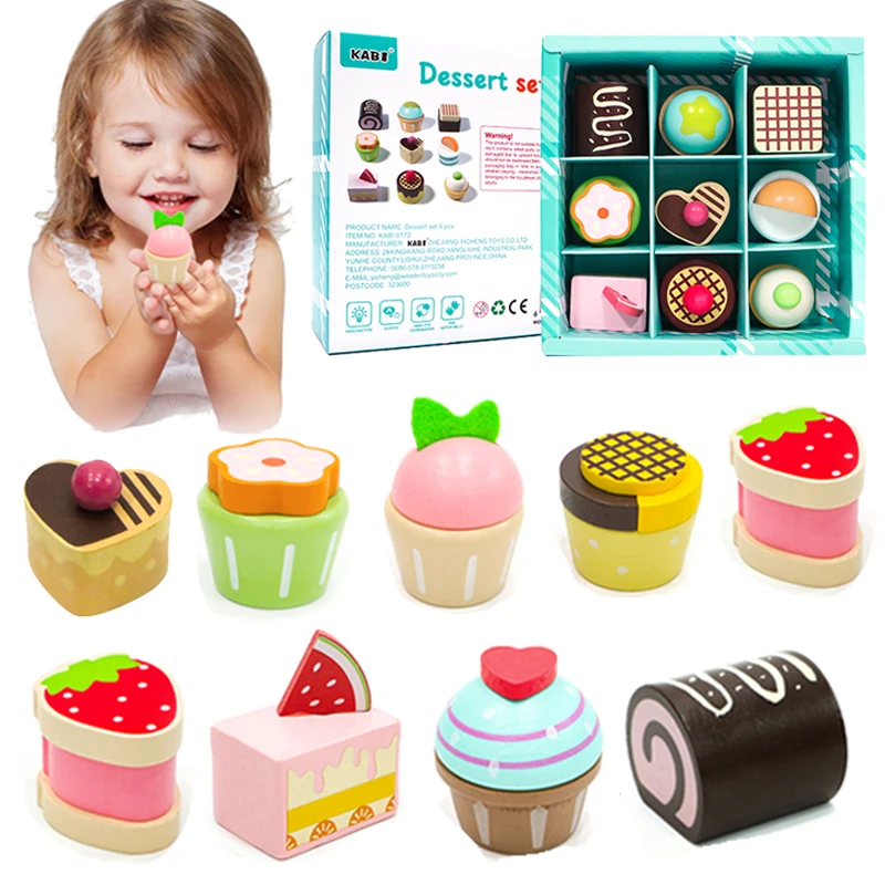 Wooden Kitchen Pretend Play Toys Afternoon Tea Sweet Desserts For Kids Playset Simulation Kitchen Educational Toys For Ages 3+