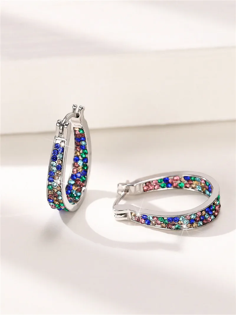 Huitan Colorful CZ Hoop Earrings Women Fashion Ear Hoop Accessories Luxury Bridal Wedding Earrings Statement Jewelry Drop Ship Huitan Colorful CZ Hoop Earrings Women Fashion Ear Hoop Accessories Luxury Bridal Wedding Earrings Statement Jewelry Drop Ship