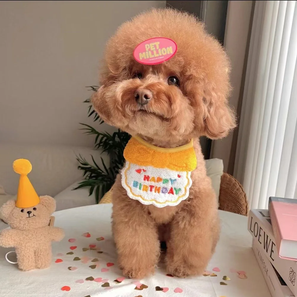 Pet Birthday Scarf Happy Birthday Hat Embroidered Bib Pet Dog Costume Accessory for Party Pet Holiday Birthday Decoration Gifts Pet Birthday Scarf Happy Birthday Hat Embroidered Bib Pet Dog Costume Accessory for Party Pet Holiday Birthday Decoration Gifts