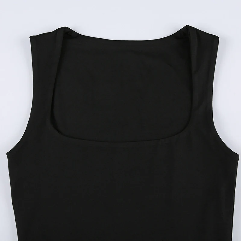 Sleeveless  Collar Crop Top Women Tank Tops Casual   Y2K  Summer 2024  Black T Shirts Sexy