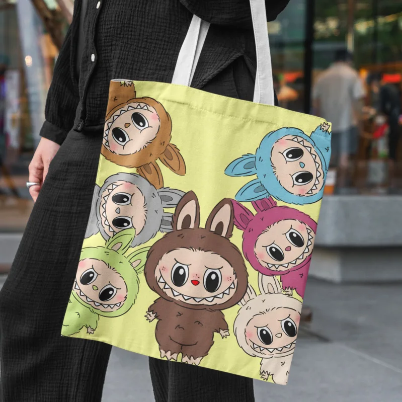 Lisa Same Labubu Canvas Bag Female Cute Cartoon Shopping HandBag Casual Student Shoulder Bag The Monsters Crossbody Bags Lisa Same Labubu Canvas Bag Female Cute Cartoon Shopping HandBag Casual Student Shoulder Bag The Monsters Crossbody Bags