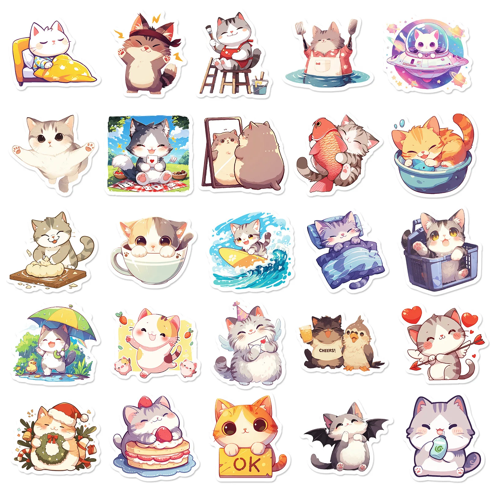 50pcs Daily Life of Cute Cats Cartoon Graffiti Stickers DIY Phone Guitar Laptop Notebook Suitcase Waterproof Sticker Kids Toy 50pcs Daily Life of Cute Cats Cartoon Graffiti Stickers DIY Phone Guitar Laptop Notebook Suitcase Waterproof Sticker Kids Toy