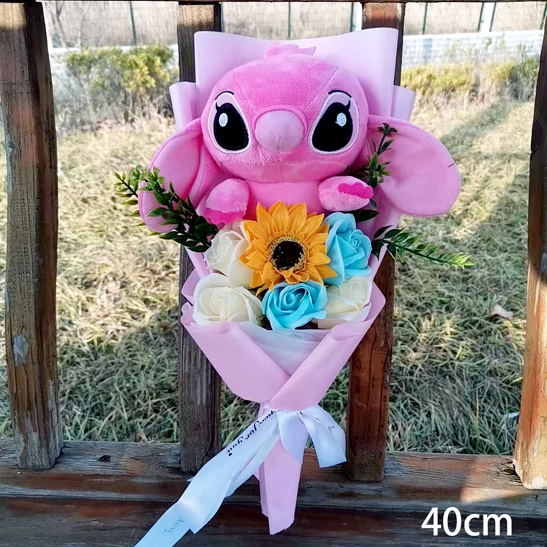 Lilo & Stitch Bouquet Major Holiday Gift PVC Rose Sunflower Anime Stuffed Doll Birthday Girl Valentine'S Christmas Day Girl Gift Lilo & Stitch Bouquet Major Holiday Gift PVC Rose Sunflower Anime Stuffed Doll Birthday Girl Valentine'S Christmas Day Girl Gift
