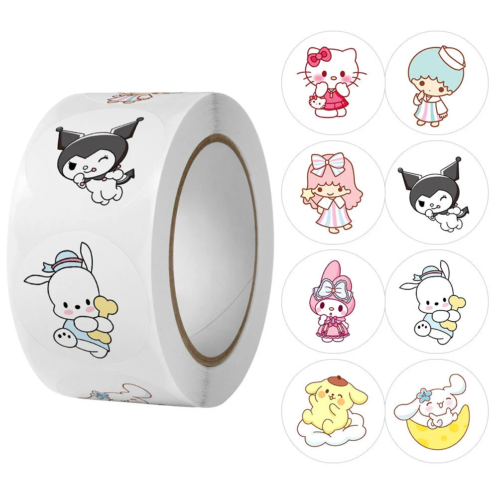 500Pcs/Roll Sanrio Stickers Kawaii Hello Kitty Melody Kuromi Cinnamoroll Luggage Graffiti Decals Kid Toy Decoration Sticker Gift 500Pcs/Roll Sanrio Stickers Kawaii Hello Kitty Melody Kuromi Cinnamoroll Luggage Graffiti Decals Kid Toy Decoration Sticker Gift