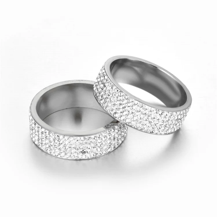 Hot Sale Vintage Retro Style Steel Ring for Women 5 Row Clear Crystal Jewelry Fashion Stainless Steel Engagement Wedding Rings Hot Sale Vintage Retro Style Steel Ring for Women 5 Row Clear Crystal Jewelry Fashion Stainless Steel Engagement Wedding Rings