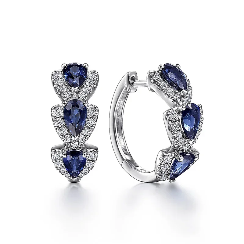 Huitan Luxury Trendy Blue Cubic Zirconia Hoop Earrings Wedding Party Elegant Accessories for Women Anniversary Gift New Jewelry Huitan Luxury Trendy Blue Cubic Zirconia Hoop Earrings Wedding Party Elegant Accessories for Women Anniversary Gift New Jewelry