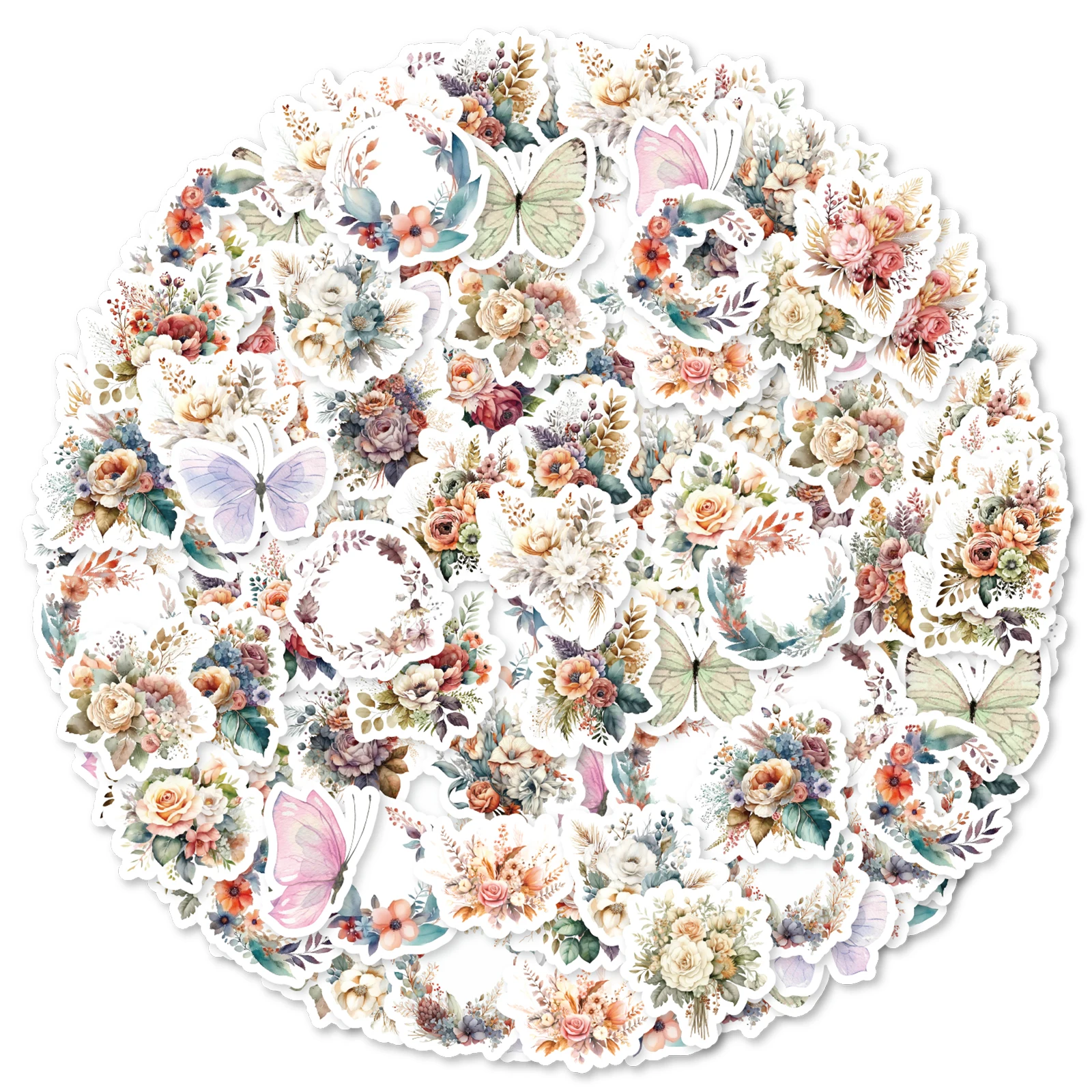 46pcs Vintage Flower Graffiti Stickers Decorated Notebook Diary Water Cup Guitar Suitcase Classic Toy Scrapbook DIY Decals