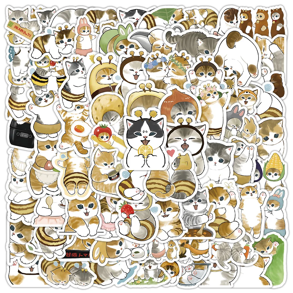 100pcs/Set Shark Cat Sticker Decoration Luggage Phone Case Water Cup Scrapbook Waterproof Decal Stickers Toy 100pcs/Set Shark Cat Sticker Decoration Luggage Phone Case Water Cup Scrapbook Waterproof Decal Stickers Toy