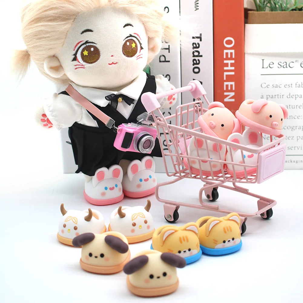 For 17cm Cute Labubu Macaron Vinyl Doll Cartoon Rubber Slippers Shark Lion Dance Style Labubu Accessories Ropa Labubu