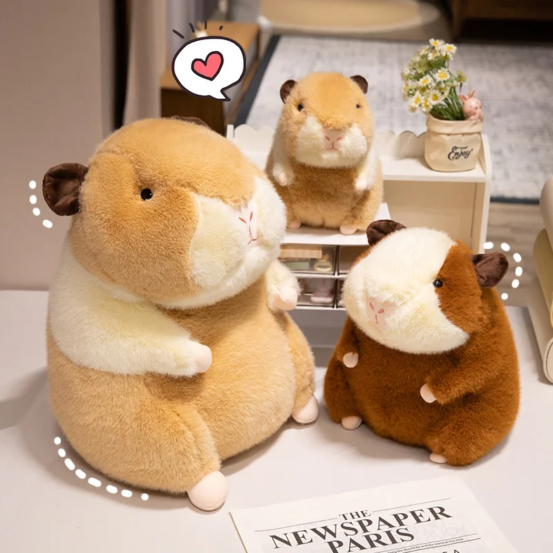 25-40cm Cartoon Round Dutch Pig Plush Doll Simulation Brown Yellow Dutch Pig Animal Stuffed Home Decor Gift For Boys And Girls
