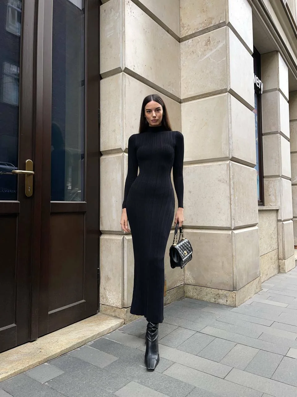 Women Elegant Long Sleeve Knitted Maxi Dress High Neck Bottoming Striped Sweater Slim Long Dress Bodycon Party Club Streetwear Women Elegant Long Sleeve Knitted Maxi Dress High Neck Bottoming Striped Sweater Slim Long Dress Bodycon Party Club Streetwear