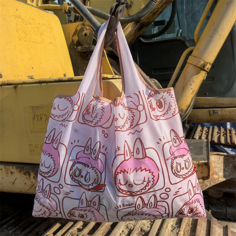 New Labubu Supermarket Shopping Bag Large Capacity Bag Cartoon Portable Cloth Bag Shoulder Bag