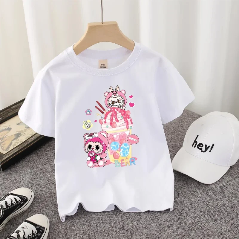 Labubu Kids T-shirt Cotton Cute Anime Print Tees Short Sleeve Kawaii Pink Cartoon Girl Summer Casual Clothes Birthday Party Gift Labubu Kids T-shirt Cotton Cute Anime Print Tees Short Sleeve Kawaii Pink Cartoon Girl Summer Casual Clothes Birthday Party Gift