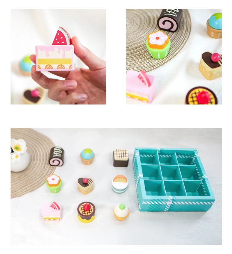 Wooden Kitchen Pretend Play Toys Afternoon Tea Sweet Desserts For Kids Playset Simulation Kitchen Educational Toys For Ages 3+