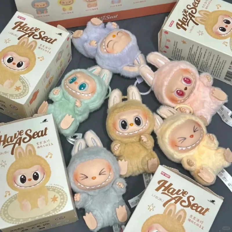 Genuine The Monsters Labubu Sitting Party Serie Vinyl Plush Blind Box Macaron 2.0 Labubu Backpack Pendant Decor Toy Gift