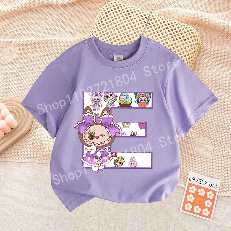 Labubu Letter A-Z Print T-shirt Cotton Summer Outdoor Wear Short Sleeve Girls Clothes Cute Top Cartoon Children Clothing Toddler Labubu Letter A-Z Print T-shirt Cotton Summer Outdoor Wear Short Sleeve Girls Clothes Cute Top Cartoon Children Clothing Toddler