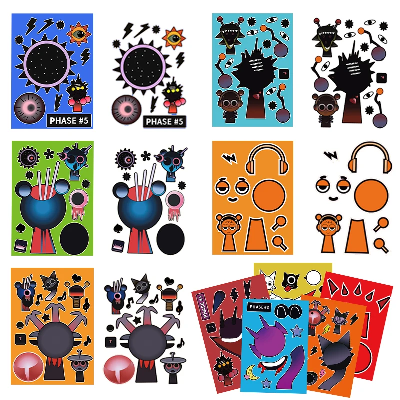 Sprunki Stickers Make-a-face DIY Stickers Make Your Own Sprunki Sticker for Class Reward, Book Decoration Kids Birthday GiftGift Sprunki Stickers Make-a-face DIY Stickers Make Your Own Sprunki Sticker for Class Reward, Book Decoration Kids Birthday GiftGift
