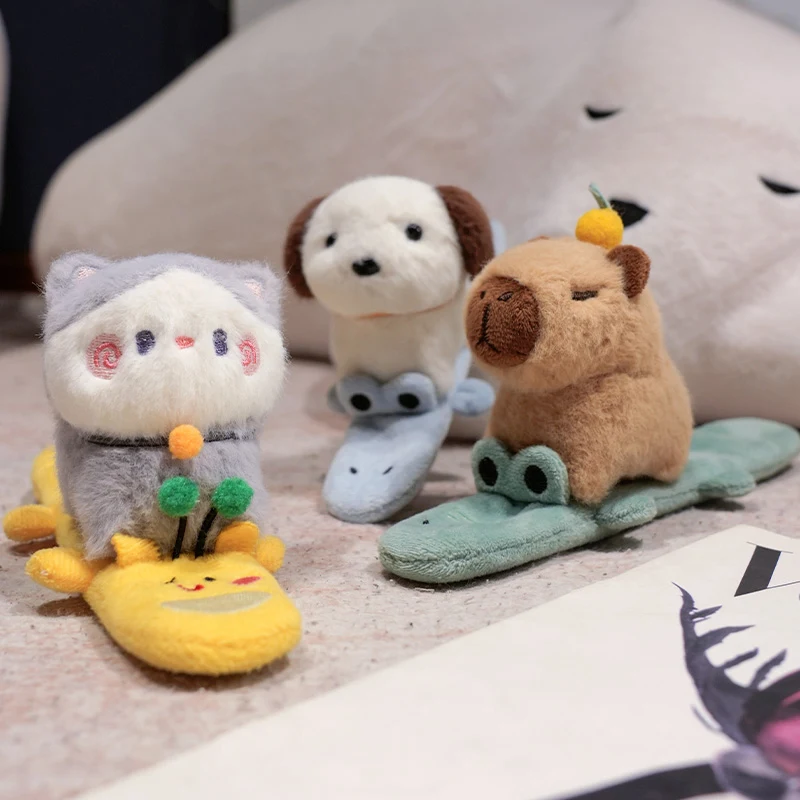 Lovely Animal Slap Snap Wrap Wristband Bracelet Capybara Dog Cat Plush Hand Ring Wristband Kids Toys Creative Funny Gift