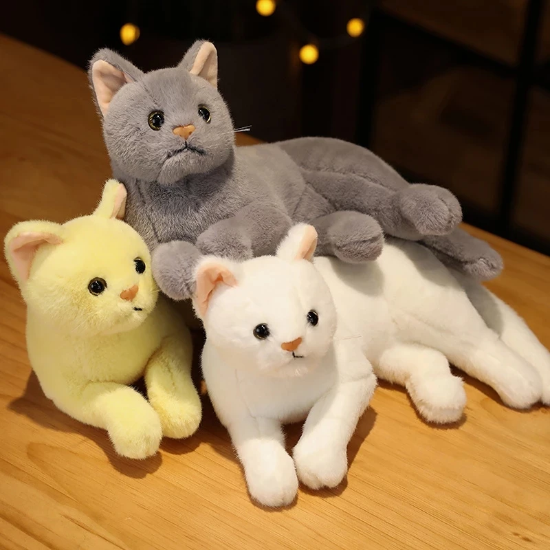 1pc 4 Colors INS Like Real Prone Cat Plush Doll Stuffed Pure Colors Grey White Yellow Kitten Toy Pets Animal Kids Gift 1pc 4 Colors INS Like Real Prone Cat Plush Doll Stuffed Pure Colors Grey White Yellow Kitten Toy Pets Animal Kids Gift