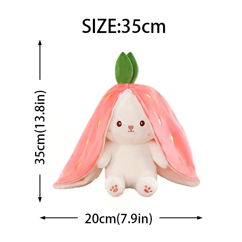Bunny Stuffed Animal,Reversible Carrot Strawberry Bunny Plush Doll With Zipper Cute Soft Rabbit Toys Pillow Decoration Bunny Stuffed Animal,Reversible Carrot Strawberry Bunny Plush Doll With Zipper Cute Soft Rabbit Toys Pillow Decoration