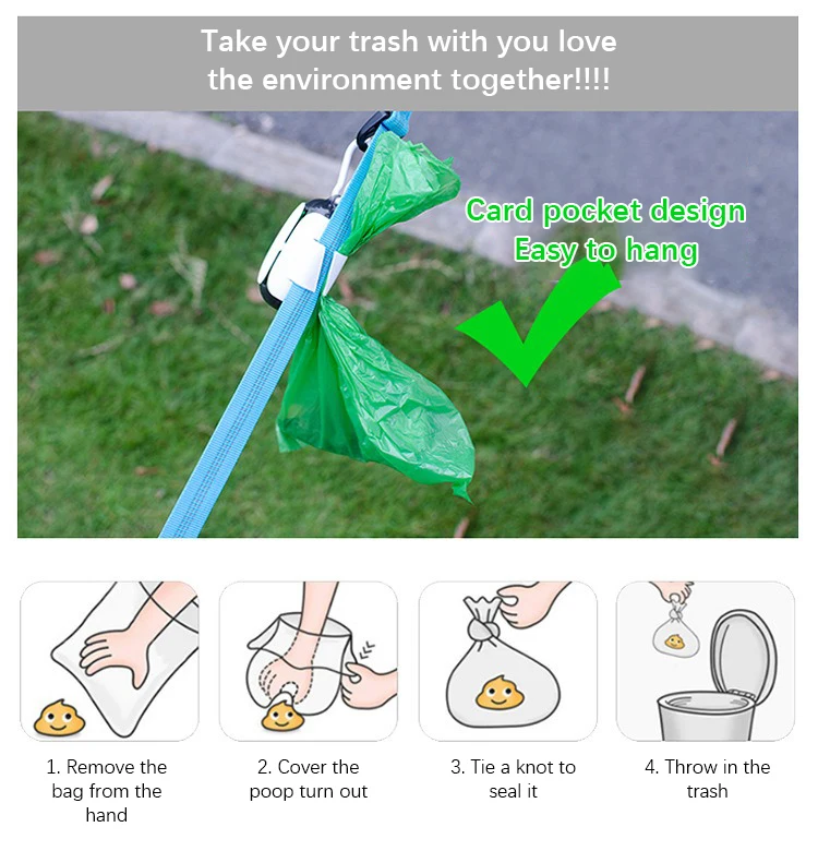 Pet Waste Bags Biodegradable Eco-friendly Poop Picker Dog Picking Bag Dispenser Cleaning Products Hook Loop Design No Wobbling Pet Waste Bags Biodegradable Eco-friendly Poop Picker Dog Picking Bag Dispenser Cleaning Products Hook Loop Design No Wobbling